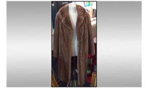 Full Length Mid Brown Mink Coat, fully lined. Very good condition. Slit pockets to front. Approx