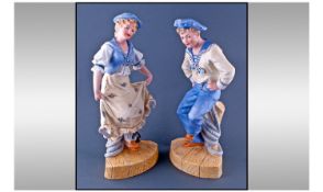 A Pair of Continental Late Nineteenth Century Figures probably French modelled as a dancing sailor