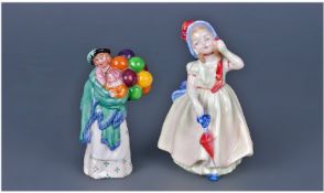 Royal Doulton Miniature Figure `The Balloon Seller`. HN 2130. Issued 1989-1991. First quality and
