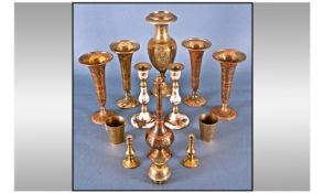 Collection of Thirteen Pieces of Indian Brass Ware.