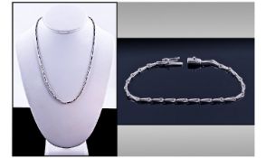 18ct White Gold And Diamond Necklace. Contemporary style. 22.9 grams. Length 18 inches. Plus a 18ct