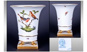 Herend Extremely Fine Quality Porcelain Hand Painted Empire Style Vase, on gilded claw feet on a