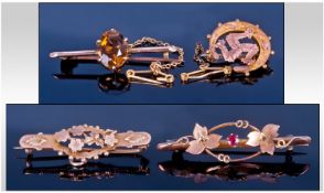 A Collection Of Antique 9ct Gold Brooches. 4 in total. 10.6 grams.