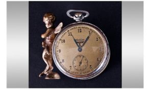 German Military Interest. Glashutte 1936 Berlin Olympic Games Souvenir/Presentation Clock. Gilt