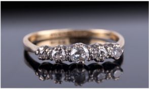 Antique 18ct Gold And Platinum Set 5 Stone Diamond Ring. Marked platinum and 18ct gold.