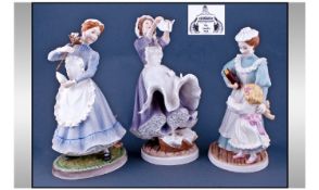 Three Royal Worcester Ceramic Figures From The Upstairs And Downstairs Collection. Comprising; 1,