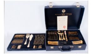 Solingen Bestecke 23/24ct Gold Plated Canteen Of Cutlery. Model 6300. With original case and
