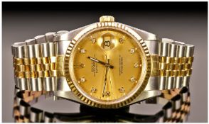 Rolex Oyster Perpetual Date Just 18ct Gold And Steel Gents Wrist Watch. Serial number 7847287. Date