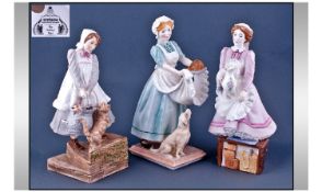 Three Royal Worcester Ceramic Figures From The Upstairs And Downstairs Collection. Comprising; 1,