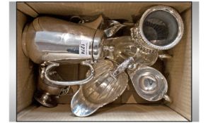 Small Lot Of Silver Plated Ware, Comprising 7 Sauce/Gravy Boats, Water Jug & Miniature Wine Cooler.