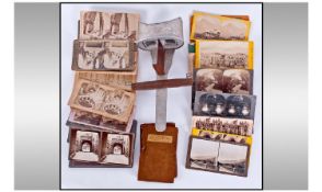 Stereoscope together with assorted slides.
