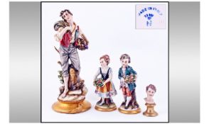 Small Collection of Capodimonti Figures (4) in total. Comprising small boy and girl figures, weary