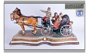 Capo Di Monte Rare Large And Impressive Signed Early Group Figure. Titled The Carriage by Bruni