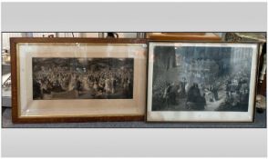 Two Large Victorian Black & White Engravings, one titled `The Trial Of King Charles` & `The Trial