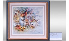 W. Maenraets Contemporary Pencil Signed Limited Edition Coloured Print. Title ``A Trip In Spring``