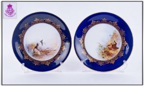 Royal Worcester Hand Painted And Signed Pair Of Cabinet Plates. Signed C. Johnson. Date 1921.
