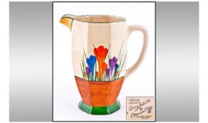Clarice Cliff Hand Painted Jug. Crocus design. Bizarre. Circa 1929. Height 6.75 inches. Over