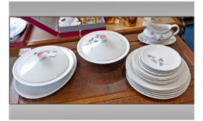 Royal Doulton ``Pillar Rose`` Design 22 Piece Part Dinner Service. Comprising 6 dinner plates, 6
