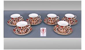 Royal Crown Derby Old Imari Pattern Set Of Six Cups And Saucers. Pattern number 1128. Date 1992.