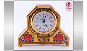 Royal Crown Derby Old Imari Pattern Desk Clock. Pattern number 1128. Date 1996. 4.25 x 4 inches.