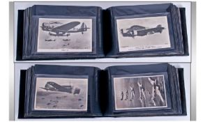Postcard Album Collection Of 100 Early To Mid 20th Century Military Aircraft, Valentines, All Well