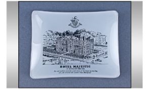 Decorative Souvenir Ashtray. Depicting a local hotel to the central panel on light grey ground.