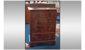 Queen Anne Style Walnut Dummy Draw Front TV Cabinet, with three draw configuration to top and three