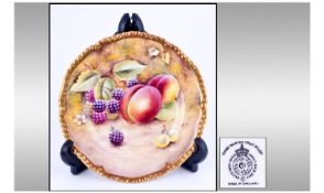 Royal Worcester Hand Painted Small Plate, Depicting Fruit, Signed B Cox, Diameter 6 Inches