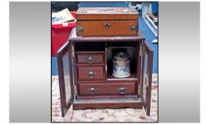 Early 20th Century Mahogany Smokers Cabinet. Glazed Front with Fitted Interior Comprising Two Small