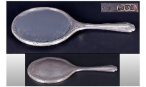 Ladies Silver Backed Hand Mirror, Embossed Floral Swag Decoration, Hallmarked For Chester v 1921