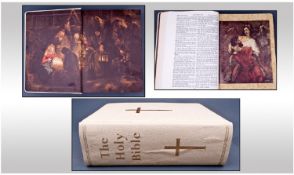 Large Boxed Leather Bound Family Bible With Blank Entries. Containing the Old and New Testaments