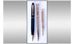 Three Mechanical Pencils. Comprising One Rolled Gold, Yellow Metal Telescopic, 1930`s Parker