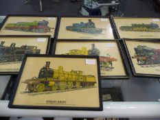 Collection of Seven Steam Engine Prints, entitled `London, Midland and Scottish Railway`, `