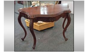 Mahogany Hall Table. Height 31 inches, width 43 inches, depth 19 inches.