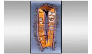 Orange Order Interest, Early 20thC Loyal Orange Lodge Silk Sash With Silver Thread, Various White