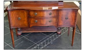 A Pair of Modern Reproduction Mahogany Console Table with two cupboards beside two drawers to