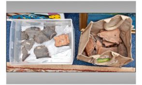 Archaeology Interest. A Collection Of Roman Pottery Fragments. Various Sizes, Shapes and Colours.