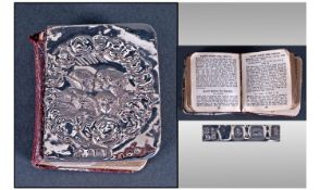 Edwardian Silver And Embossed Backed Miniature Prayer Book. Hallmark Birmingham 1904. 2.25 x 2