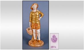 A Royal Worcester Approx 8 Inches High of a Man Holding a Basket ( Possibly a Dutch Sailor )