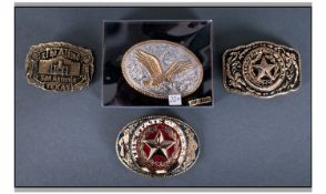 Four Modern American Buckles. Three Marked State of Texas (2) and The Alamo San Antonio Texas. The