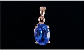 Tanzanite Solitaire Pendant, 1ct oval cut, set in 9ct yellow gold, this rare stone was only