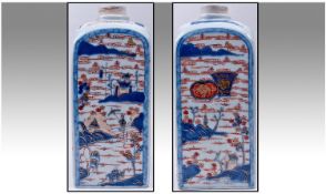 Chinese Imari, Square Section Bottle Vase, late Kangxi period, beautifully decorated in the