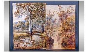 William Joseph Wadham (Australian) (1863-1950). An original wooded river scape watercolour on paper