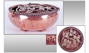 Hugh Wallis (1871-1943) Copper Arts And Crafts Posey Bowl Of Unusual And Rare Design. Wallis was a