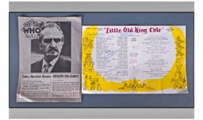 Roger Delgado Autograph A very scarce autograph on programme, sold with picture. 1971 - 1973 ``The