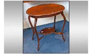 Edwardian Walnut Pie Crust Shaped Top Occasional Table, cabriole shaped legs, supported on central
