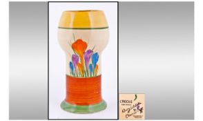 Clarice Cliff Hand Painted Vase. Crocus design. Bizarre range. Circa 1929. Height 6 inches.