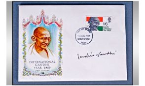 INDIRA GANDHI - India Prime Minister Autograph on F.D.C Envelope (1969)