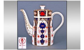 Royal Crown Derby Old Imari Pattern Coffee Pot. Pattern number 1128. Date 1993. Height 9 inches.