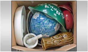 Collection Of Assorted Miscellaneous Items. Comprising large blue lidded ginger jar, large blue bowl